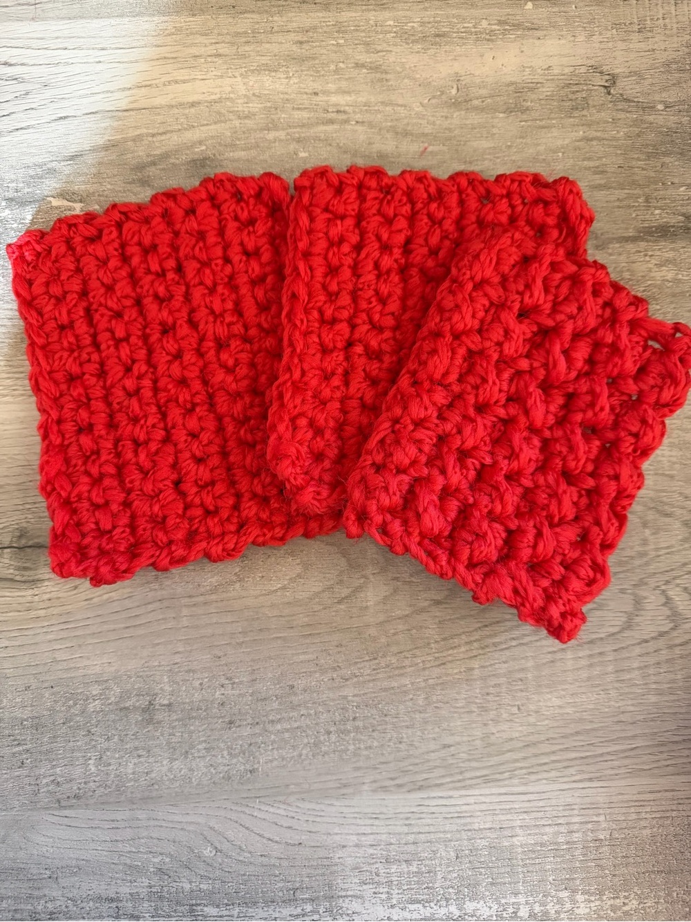 Handmade Red Crochet Dishcloth Scrubber Set - Home Accents